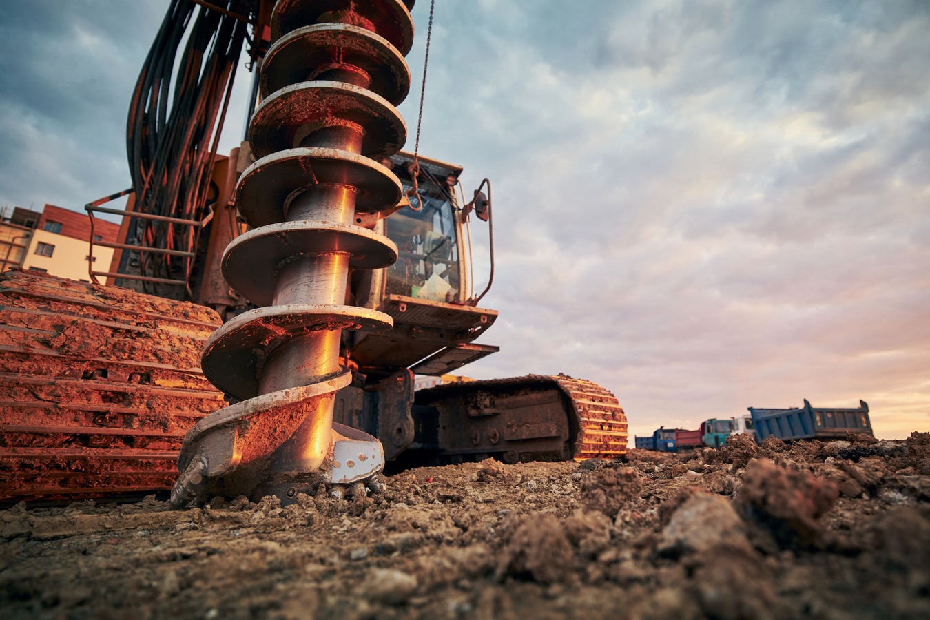 Building,Activity,On,Contruction,Site.,Close-up,View,Of,Drilling,Machine